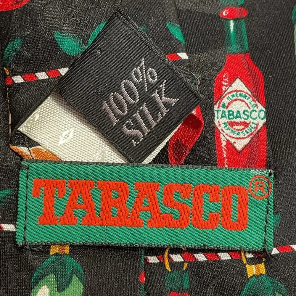 Tabasco Jalapeños and Hot Sauce Mens Neck Tie 100% Silk Christmas